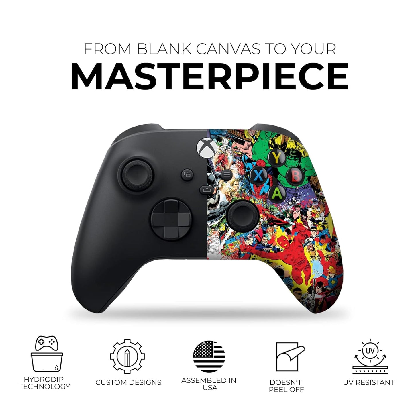 Custom Wireless Xbox Controller with Permanent Hydro-Dip Printing for Xbox One and Xbox Series X/S - Proudly Made in the USA