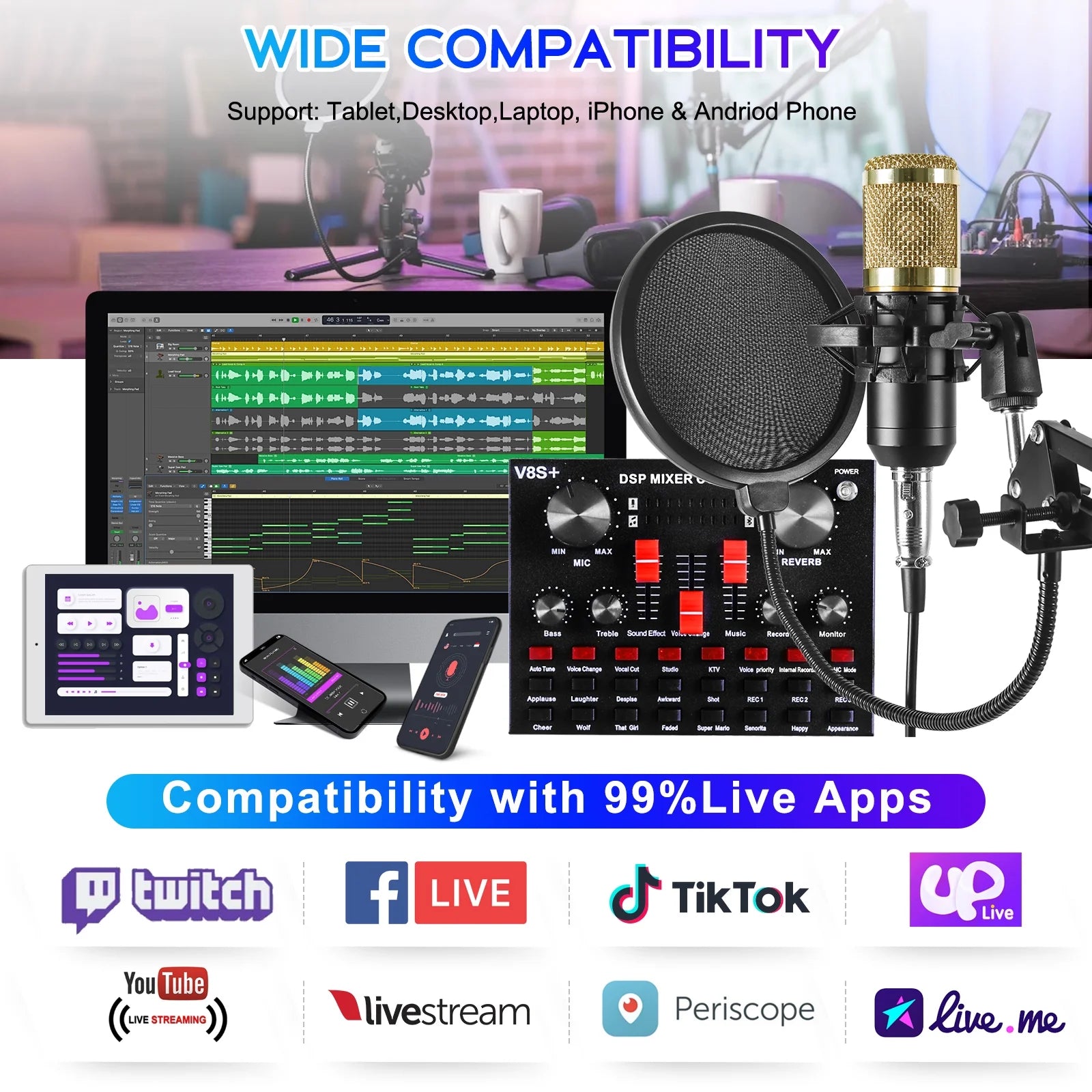 Professional USB Microphone Bundle for Podcasting and Studio Recording, Ideal for Computer Use and Live Streaming