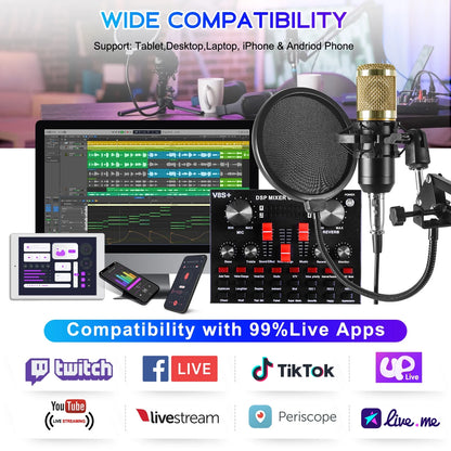 Professional USB Microphone Bundle for Podcasting and Studio Recording, Ideal for Computer Use and Live Streaming