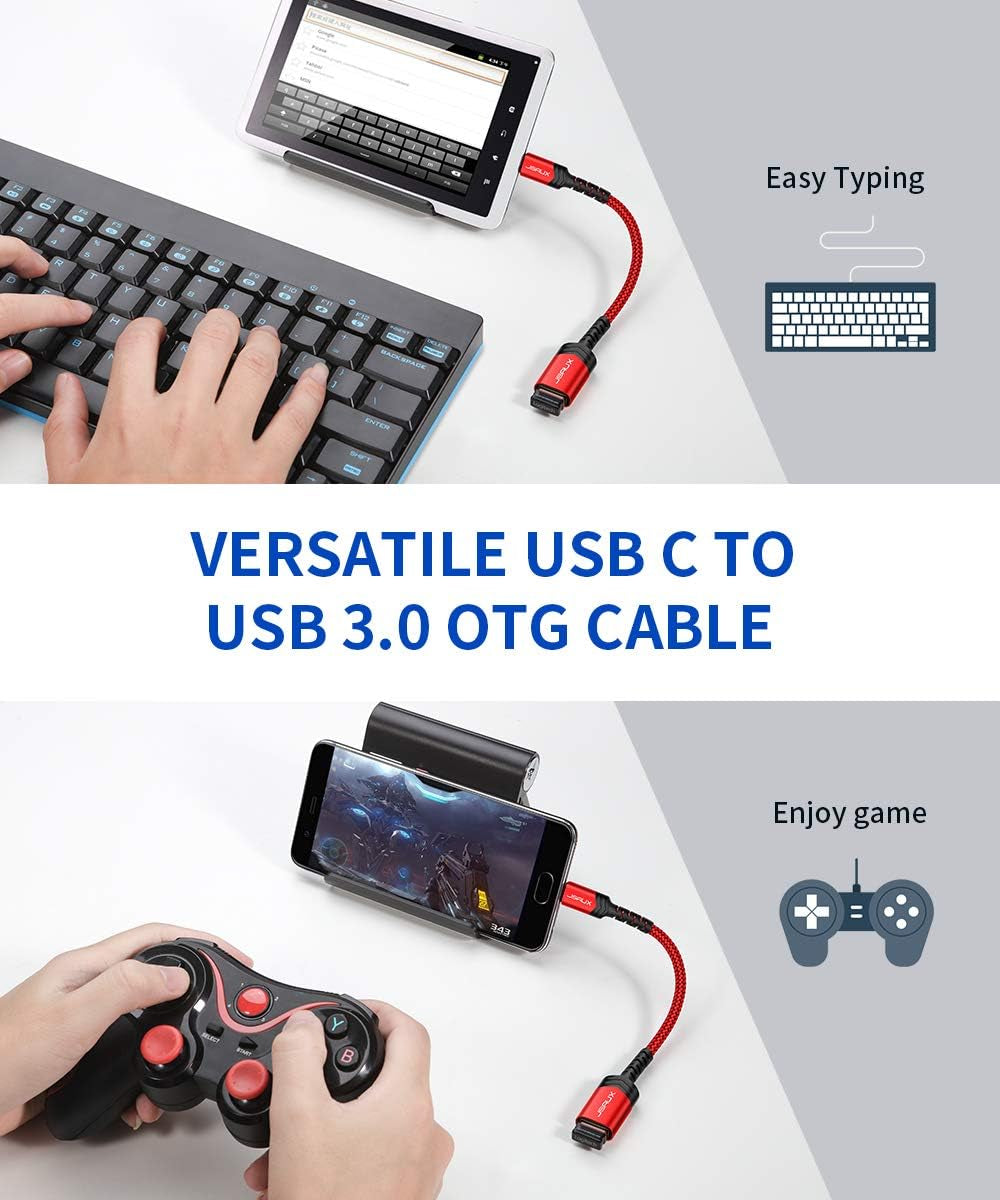 USB C to USB Adapter (2-Pack) - Type C 3.0 OTG Cable for MacBook, iPhone 16 Pro Max/16 Plus/16E/15, Samsung Galaxy S25/S24/S23 - Red