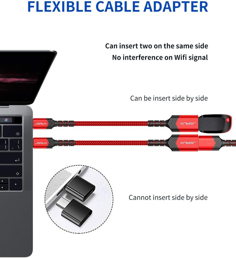 USB C to USB Adapter (2-Pack) - Type C 3.0 OTG Cable for MacBook, iPhone 16 Pro Max/16 Plus/16E/15, Samsung Galaxy S25/S24/S23 - Red