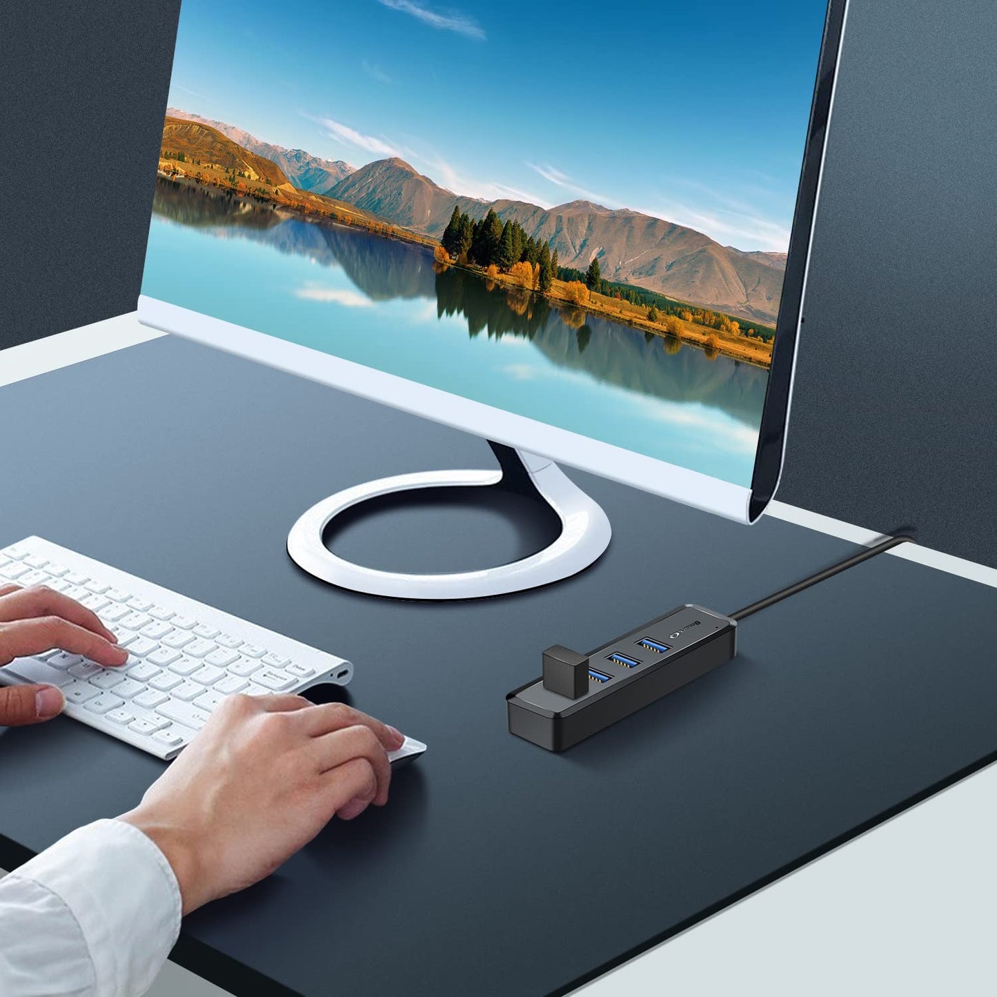 H302S USB 3.0 Hub, 4-Port USB Expander with 2Ft Long Cable, High-Speed Data Transfer, Compatible with Laptop, PC, Mac, Printer, External HDD