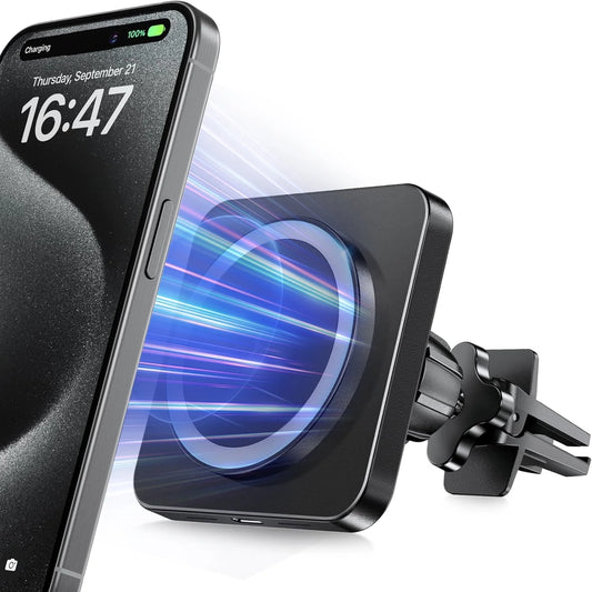 MagSafe Wireless Car Charger and Air Vent Mount - Fast Charging Holder for iPhone 17/16/15/14/13/12 - Black