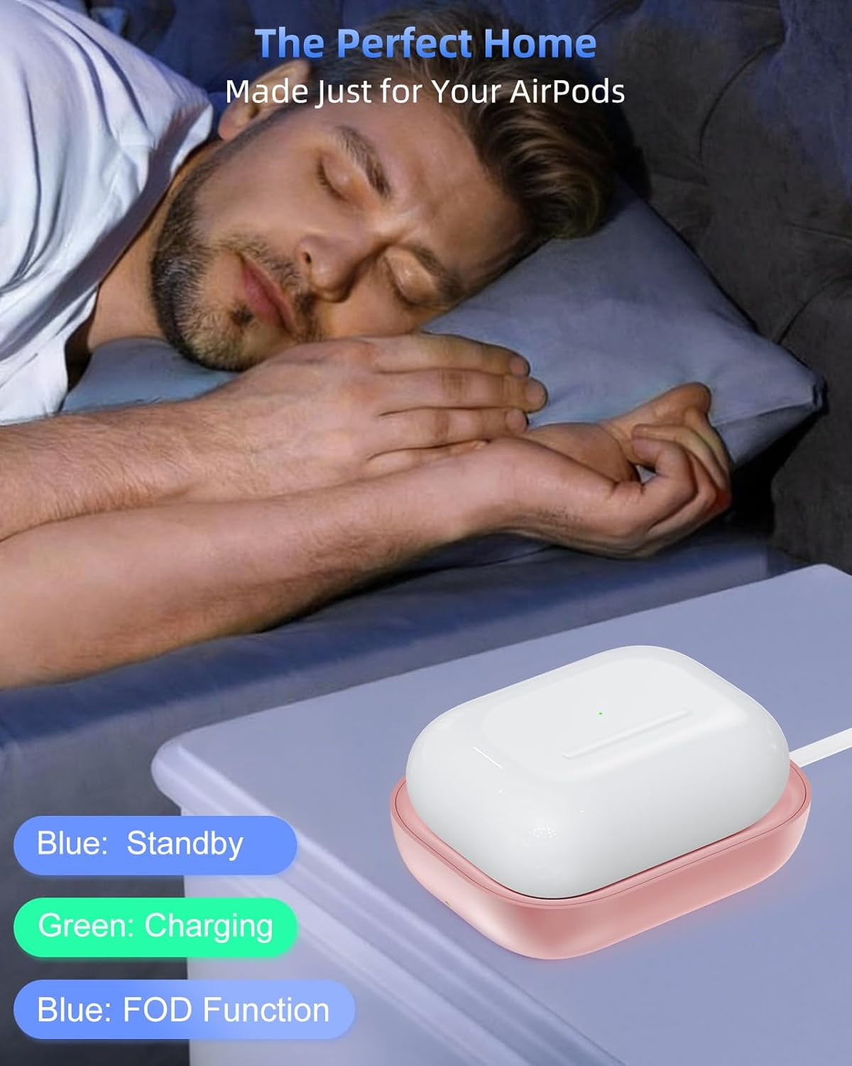 Wireless Charger for AirPods - Compatible with AirPods 4 (ANC), 3rd/2nd Generation, and New AirPods Pro 3 (2025)/2nd Generation - Slim and Compact Design for Travel and Home Office - Pink