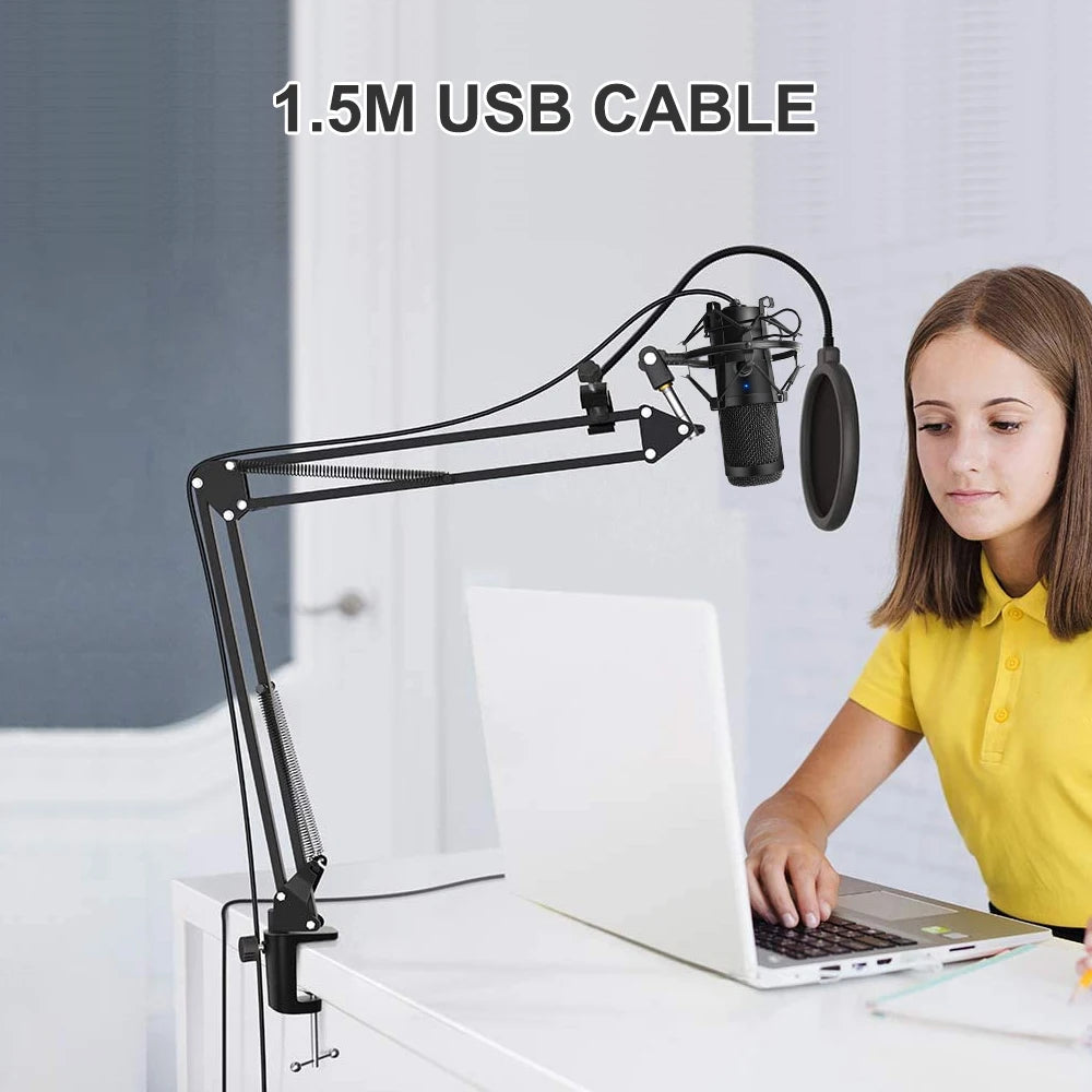 Elevate Your Sound Experience with the Metal USB Condenser Microphone D80 - Perfect for Karaoke, Recording, and Streaming!