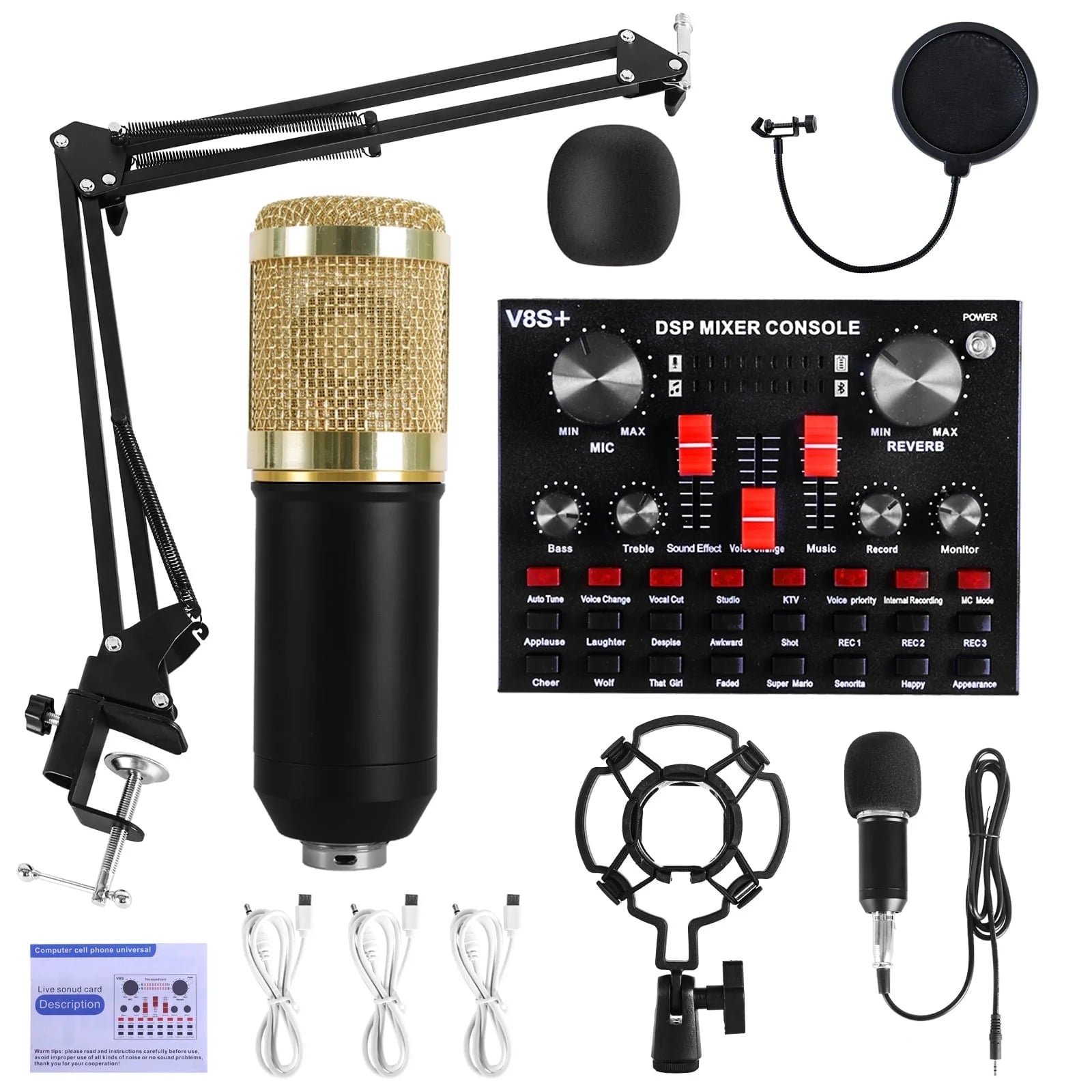 Professional USB Microphone Bundle for Podcasting and Studio Recording, Ideal for Computer Use and Live Streaming