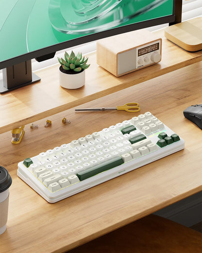 K734W Wireless Mechanical Keyboard - Tri-Mode BT5.0/2.4G/USB-C, 75% TKL Layout, 81 Keys, Custom Hot-Swappable Design, Pre-Lubed Linear Switches, RGB Gasket Construction, Compatible with PC and Mac