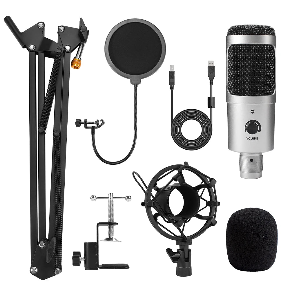 Elevate Your Sound Experience with the Metal USB Condenser Microphone D80 - Perfect for Karaoke, Recording, and Streaming!