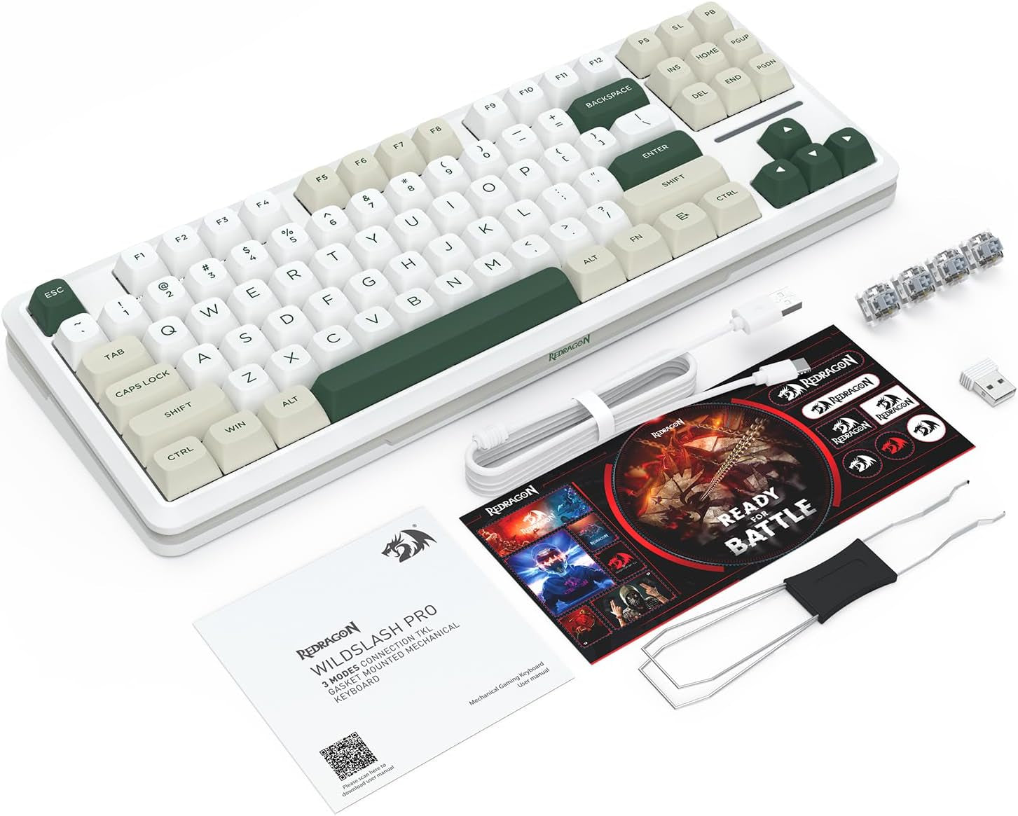 K734W Wireless Mechanical Keyboard - Tri-Mode BT5.0/2.4G/USB-C, 75% TKL Layout, 81 Keys, Custom Hot-Swappable Design, Pre-Lubed Linear Switches, RGB Gasket Construction, Compatible with PC and Mac