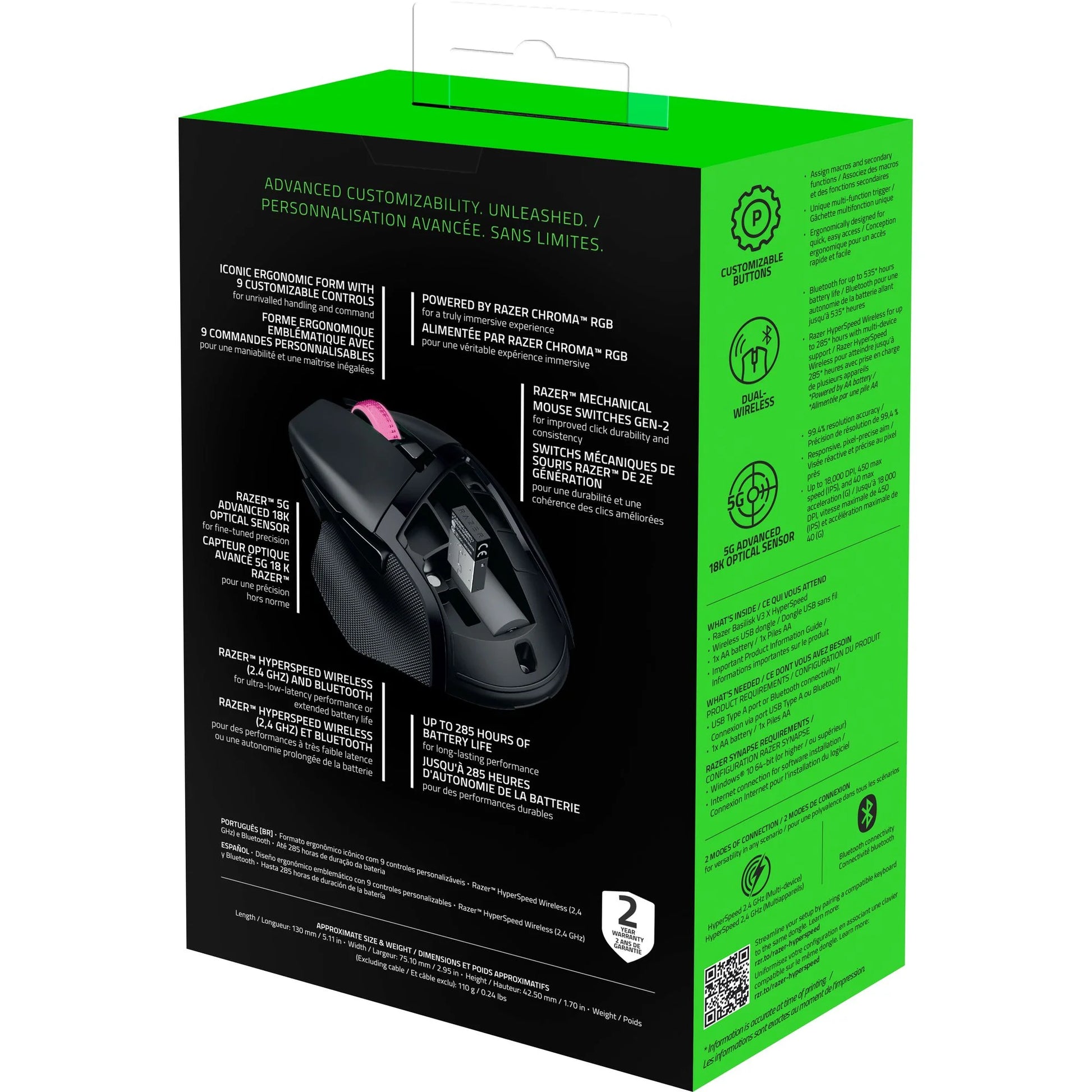 Basilisk V3 Hyperspeed Wireless Gaming Mouse for PC with RGB Chroma - Black