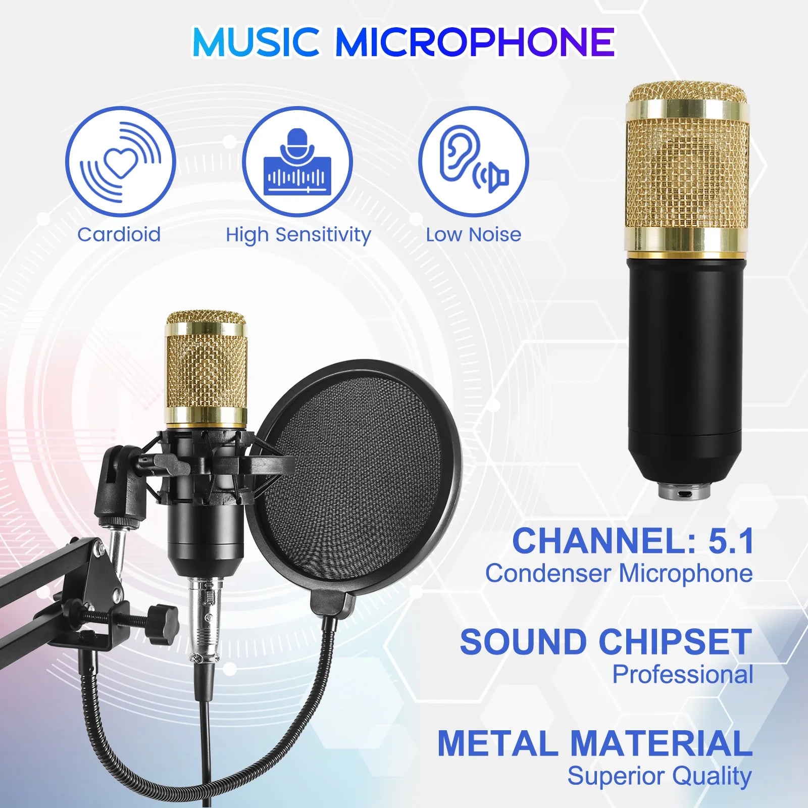Professional USB Microphone Bundle for Podcasting and Studio Recording, Ideal for Computer Use and Live Streaming
