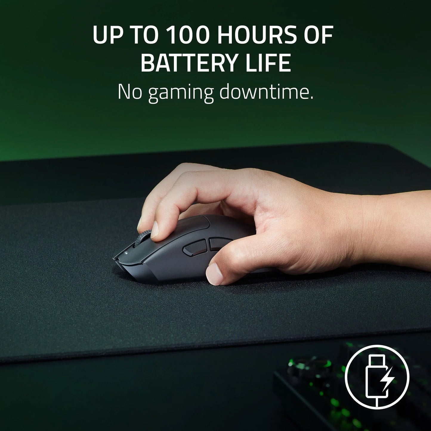 Razer DeathAdder V3 Hyperspeed Wireless Ergonomic Optical Gaming Mouse, 26,000 DPI, Black