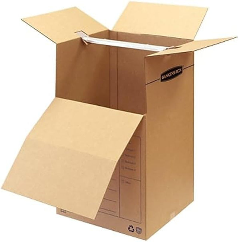 3-Pack Wardrobe Moving Boxes, 20" x 20" x 40" | Efficiently Transport Hanging Clothes while Minimizing Folding, Wrinkles, and Repacking