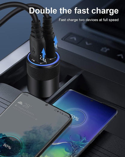 Dual Port USB Car Charger (2-Pack, 3.4A) - Fast Charging Adapter for iPhone 17E, 15, 14, 13, 12, 11 Pro Max, Galaxy S23, S22, S21, and More - 12V Compatible