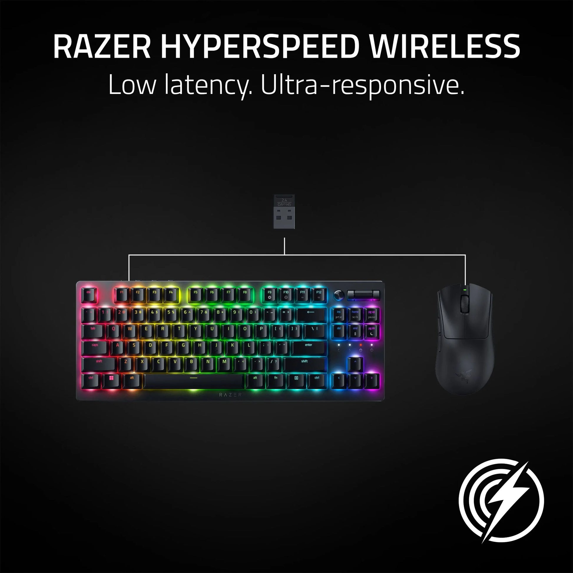 Razer DeathAdder V3 Hyperspeed Wireless Ergonomic Optical Gaming Mouse, 26,000 DPI, Black