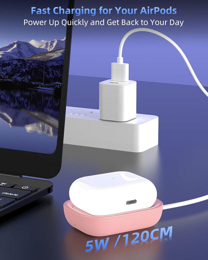 Wireless Charger for AirPods - Compatible with AirPods 4 (ANC), 3rd/2nd Generation, and New AirPods Pro 3 (2025)/2nd Generation - Slim and Compact Design for Travel and Home Office - Pink