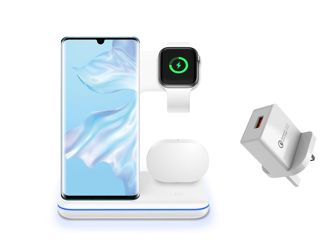 Compatible Mobile Phone Watch Earphone Wireless Charger 3 in 1 Wireless Charger Stand