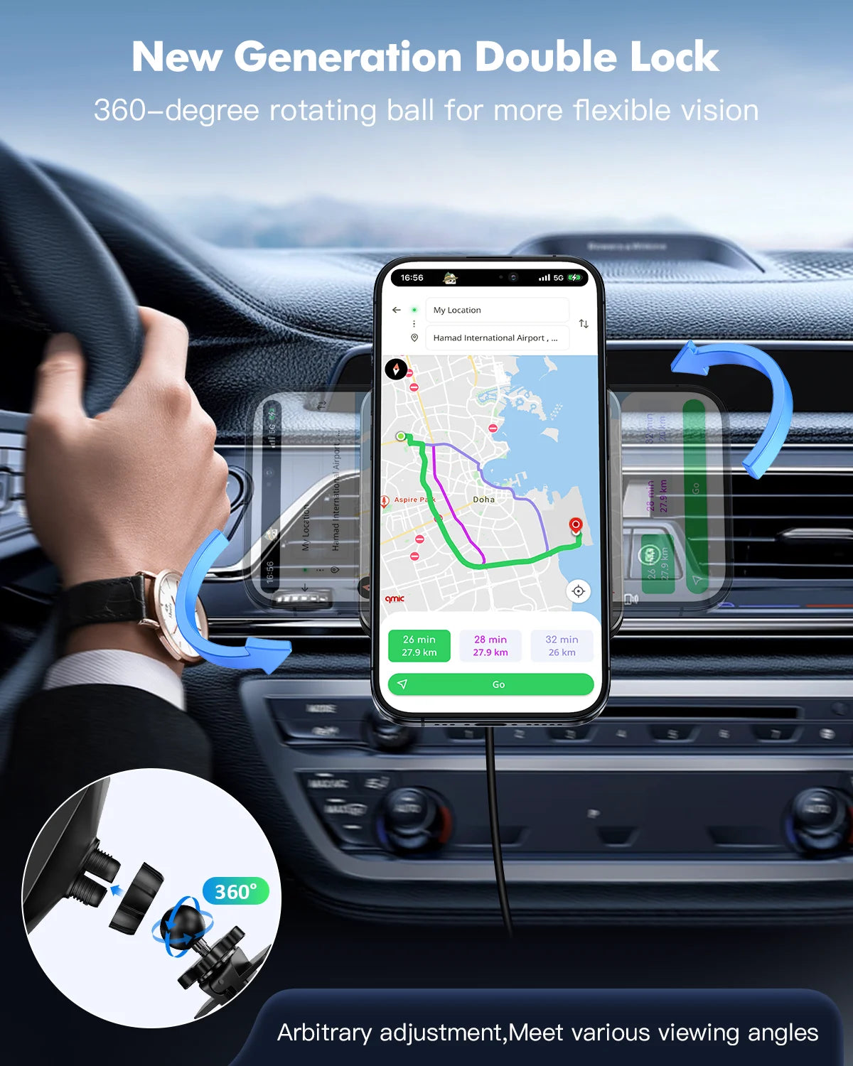MagSafe Wireless Car Charger and Air Vent Mount - Fast Charging Holder for iPhone 17/16/15/14/13/12 - Black