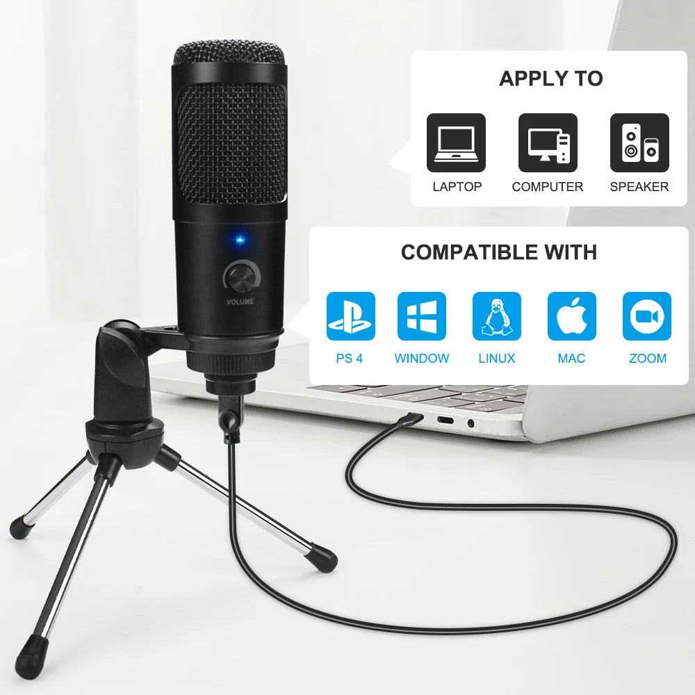 Elevate Your Sound Experience with the Metal USB Condenser Microphone D80 - Perfect for Karaoke, Recording, and Streaming!